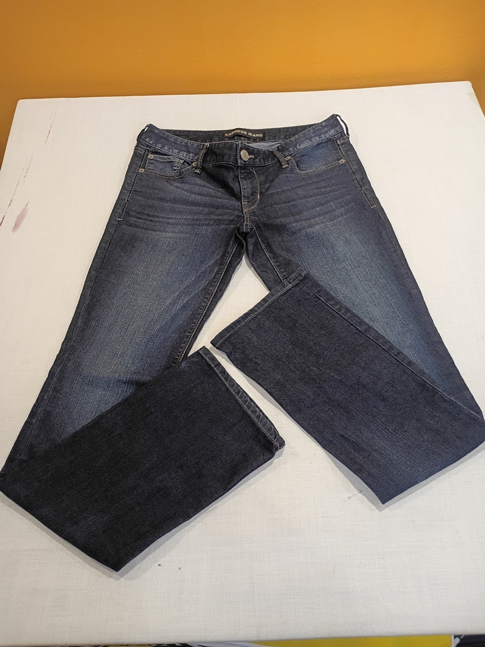 Express Women's Boot Cut Stretch Jeans in Dark Blue Wash #0203